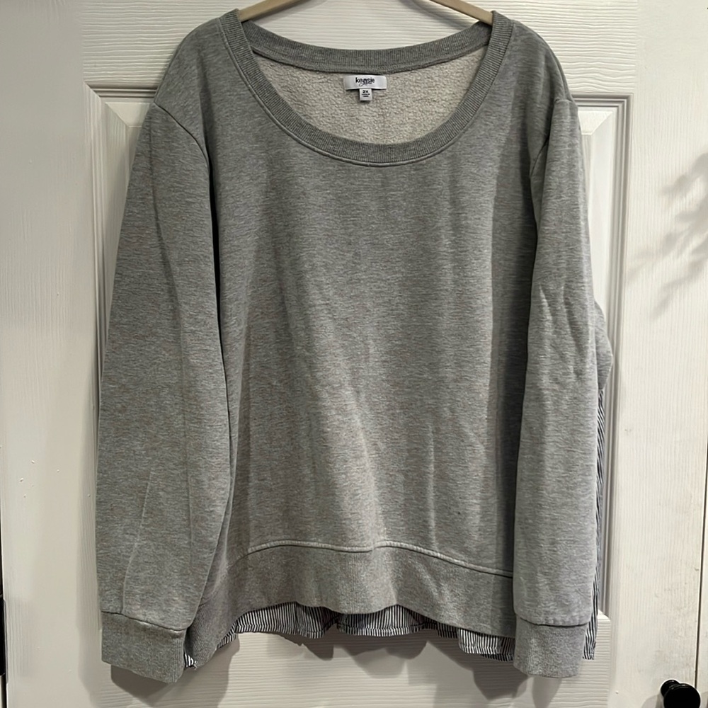 Kensie Jeans brand size 2X pullover sweatshirt with blouse detail in back